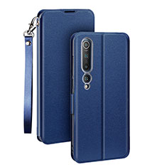 Custodia Portafoglio In Pelle Cover con Supporto T03 per Xiaomi Mi 10 Blu