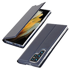 Custodia Portafoglio In Pelle Cover con Supporto T03D per Samsung Galaxy S21 Ultra 5G Blu