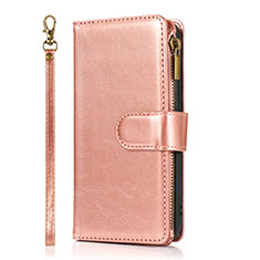 Custodia Portafoglio In Pelle Cover con Supporto T04 per Apple iPhone 12 Oro Rosa