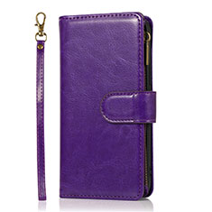 Custodia Portafoglio In Pelle Cover con Supporto T04 per Apple iPhone 12 Viola