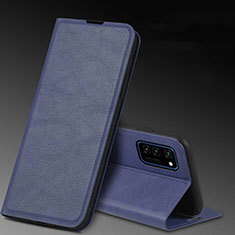 Custodia Portafoglio In Pelle Cover con Supporto T04 per Huawei Honor View 30 5G Blu