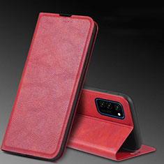 Custodia Portafoglio In Pelle Cover con Supporto T04 per Huawei Honor View 30 5G Rosso