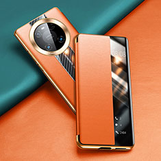 Custodia Portafoglio In Pelle Cover con Supporto T04 per Huawei Mate 40E Pro 5G Arancione