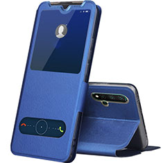 Custodia Portafoglio In Pelle Cover con Supporto T04 per Huawei Nova 5 Pro Blu