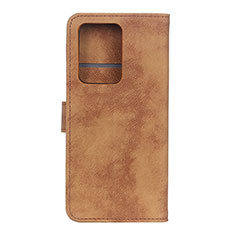 Custodia Portafoglio In Pelle Cover con Supporto T04 per Huawei P40 Pro+ Plus Marrone