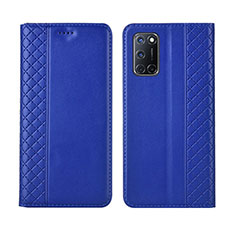 Custodia Portafoglio In Pelle Cover con Supporto T04 per Oppo A52 Blu