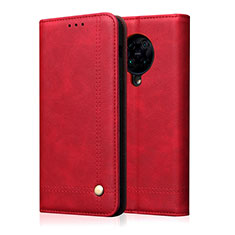 Custodia Portafoglio In Pelle Cover con Supporto T04 per Xiaomi Poco F2 Pro Rosso