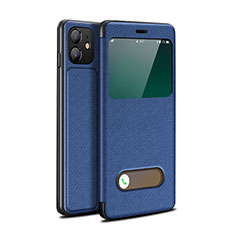 Custodia Portafoglio In Pelle Cover con Supporto T05 per Apple iPhone 12 Mini Blu