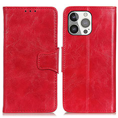 Custodia Portafoglio In Pelle Cover con Supporto T05 per Apple iPhone 14 Pro Rosso