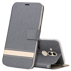 Custodia Portafoglio In Pelle Cover con Supporto T05 per Huawei Mate 20 Lite Grigio