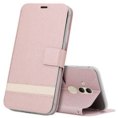 Custodia Portafoglio In Pelle Cover con Supporto T05 per Huawei Mate 20 Lite Oro Rosa