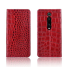 Custodia Portafoglio In Pelle Cover con Supporto T05 per Xiaomi Mi 9T Rosso