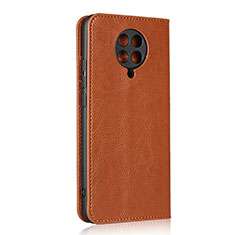 Custodia Portafoglio In Pelle Cover con Supporto T05 per Xiaomi Poco F2 Pro Arancione