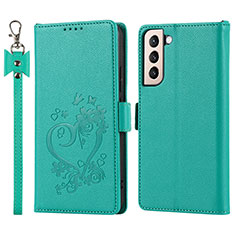 Custodia Portafoglio In Pelle Cover con Supporto T05D per Samsung Galaxy S23 5G Verde