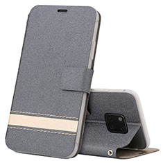 Custodia Portafoglio In Pelle Cover con Supporto T06 per Huawei Mate 20 Pro Grigio