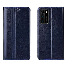 Custodia Portafoglio In Pelle Cover con Supporto T06 per Huawei P40 Blu