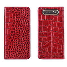 Custodia Portafoglio In Pelle Cover con Supporto T06 per Samsung Galaxy A90 4G Rosso