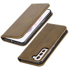 Custodia Portafoglio In Pelle Cover con Supporto T06D per Samsung Galaxy S23 Plus 5G Marrone Chiaro