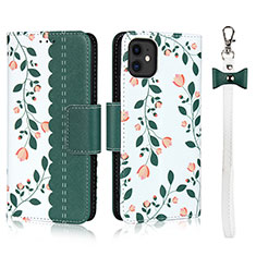 Custodia Portafoglio In Pelle Cover con Supporto T07 per Apple iPhone 11 Verde