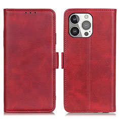 Custodia Portafoglio In Pelle Cover con Supporto T07 per Apple iPhone 14 Pro Rosso