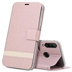 Custodia Portafoglio In Pelle Cover con Supporto T07 per Huawei P30 Lite Oro Rosa