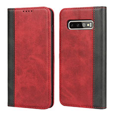Custodia Portafoglio In Pelle Cover con Supporto T07 per Samsung Galaxy S10 Plus Rosso