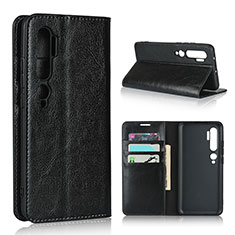 Custodia Portafoglio In Pelle Cover con Supporto T07 per Xiaomi Mi Note 10 Nero