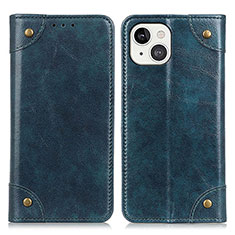 Custodia Portafoglio In Pelle Cover con Supporto T08 per Apple iPhone 15 Blu