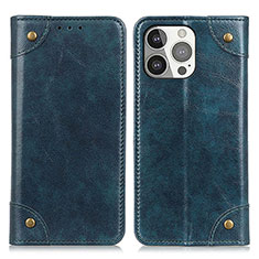 Custodia Portafoglio In Pelle Cover con Supporto T08 per Apple iPhone 15 Pro Blu