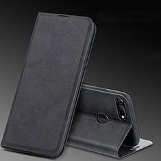 Custodia Portafoglio In Pelle Cover con Supporto T08 per Huawei Honor V20 Nero