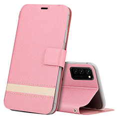 Custodia Portafoglio In Pelle Cover con Supporto T08 per Huawei Honor V30 5G Rosa