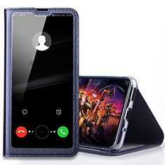 Custodia Portafoglio In Pelle Cover con Supporto T08 per Huawei P Smart+ Plus (2019) Blu