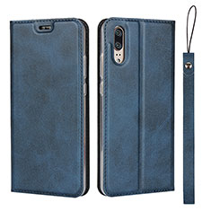 Custodia Portafoglio In Pelle Cover con Supporto T08 per Huawei P20 Blu