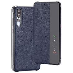 Custodia Portafoglio In Pelle Cover con Supporto T08 per Huawei P20 Pro Blu