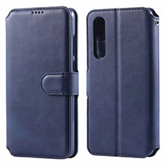 Custodia Portafoglio In Pelle Cover con Supporto T08 per Huawei P30 Blu