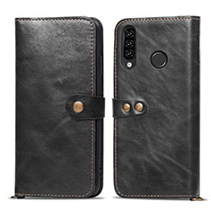 Custodia Portafoglio In Pelle Cover con Supporto T08 per Huawei P30 Lite Nero