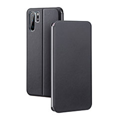 Custodia Portafoglio In Pelle Cover con Supporto T08 per Huawei P30 Pro Nero