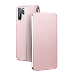 Custodia Portafoglio In Pelle Cover con Supporto T08 per Huawei P30 Pro Oro Rosa