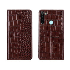 Custodia Portafoglio In Pelle Cover con Supporto T08 per Xiaomi Redmi Note 8 (2021) Marrone