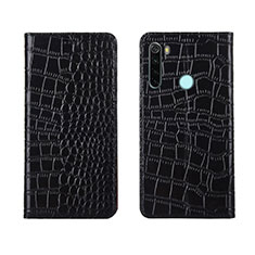 Custodia Portafoglio In Pelle Cover con Supporto T08 per Xiaomi Redmi Note 8 (2021) Nero