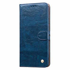 Custodia Portafoglio In Pelle Cover con Supporto T08 per Xiaomi Redmi Note 9 Blu