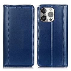 Custodia Portafoglio In Pelle Cover con Supporto T09 per Apple iPhone 14 Pro Blu