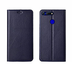 Custodia Portafoglio In Pelle Cover con Supporto T09 per Huawei Honor View 20 Blu