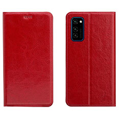 Custodia Portafoglio In Pelle Cover con Supporto T09 per Huawei Honor View 30 5G Rosso