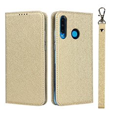 Custodia Portafoglio In Pelle Cover con Supporto T09 per Huawei P30 Lite New Edition Oro