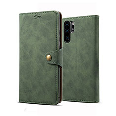 Custodia Portafoglio In Pelle Cover con Supporto T09 per Huawei P30 Pro Verde