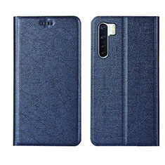 Custodia Portafoglio In Pelle Cover con Supporto T09 per Oppo F15 Blu