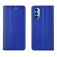 Custodia Portafoglio In Pelle Cover con Supporto T09 per Oppo Reno4 Pro 5G Blu