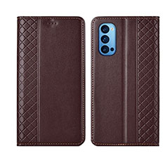 Custodia Portafoglio In Pelle Cover con Supporto T09 per Oppo Reno4 Pro 5G Marrone