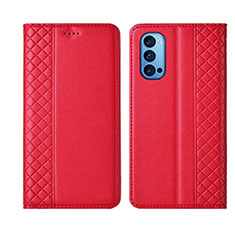 Custodia Portafoglio In Pelle Cover con Supporto T09 per Oppo Reno4 Pro 5G Rosso